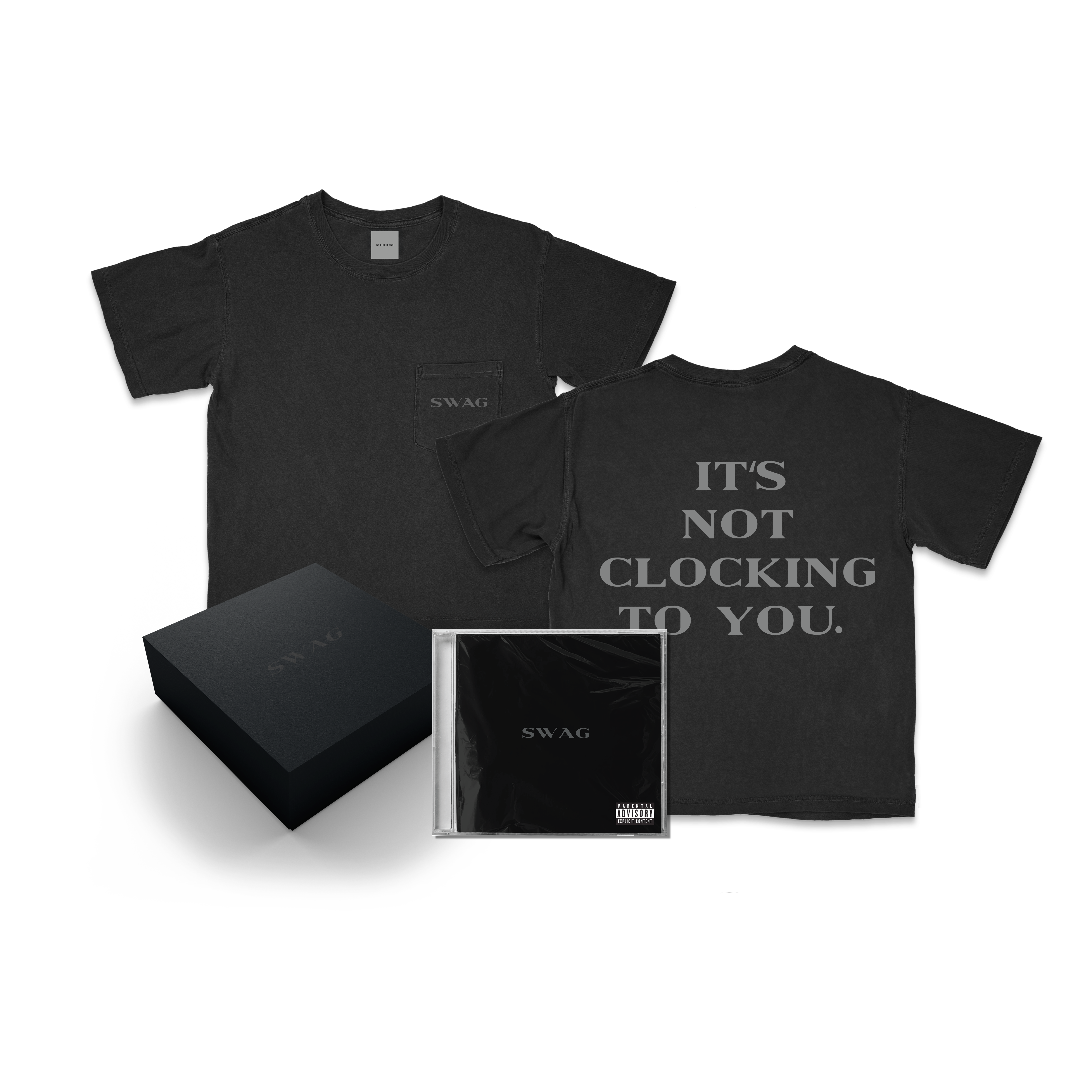Swag Box Set w/ 'It's Not Clocking To You' T-Shirt